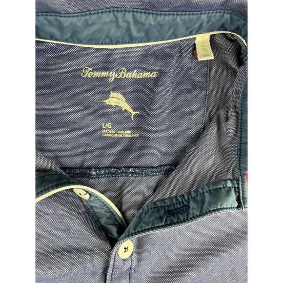 Tommy Bahama Men's Polo Shirt Blue Textured Sample Size Large RARE - Picture 3 of 9